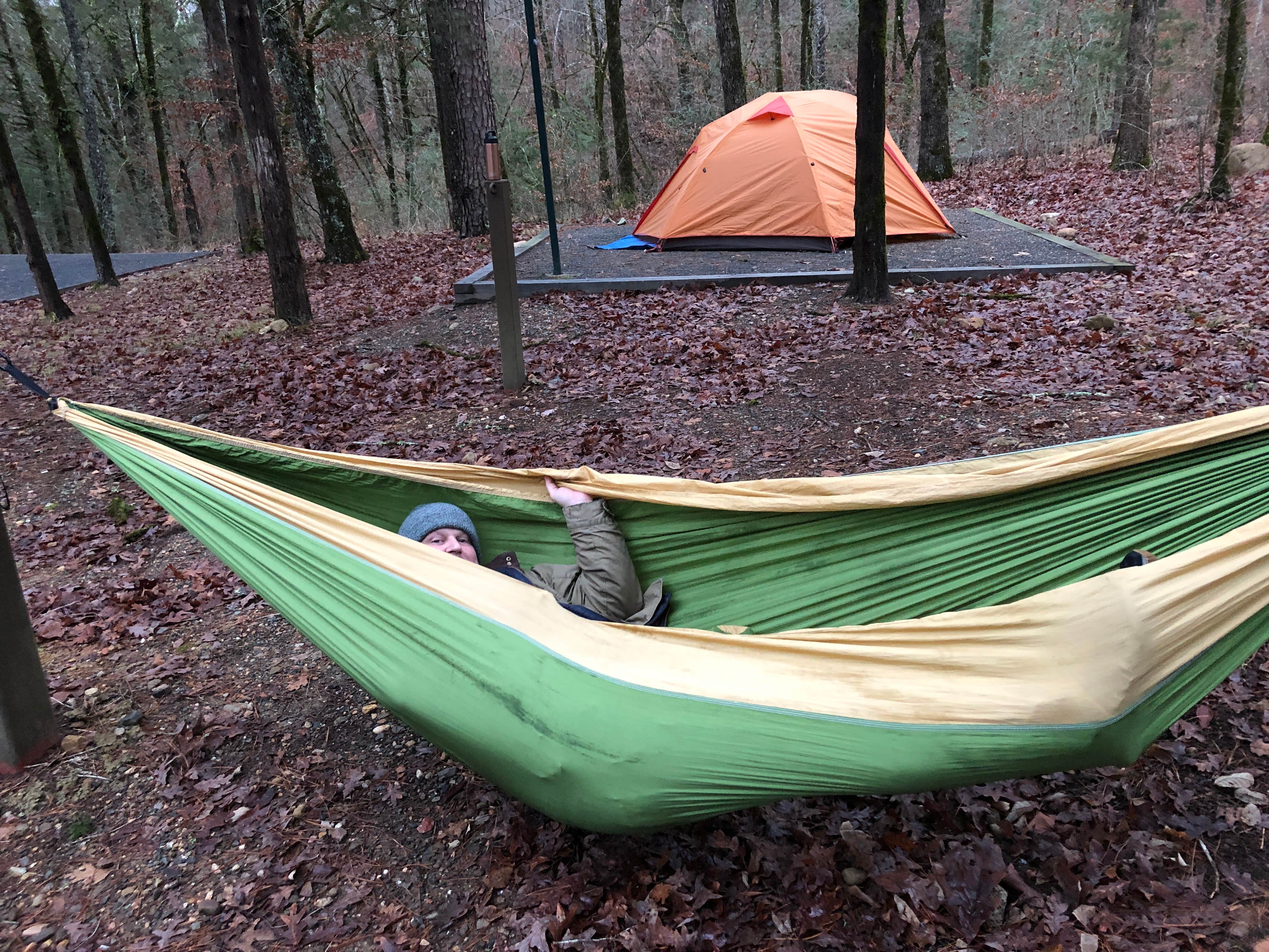 Penny A.'s photo of tent camping at Cossatot Falls Campsites — Cossatot River State Park - Natural Area near Vandervoort, AR