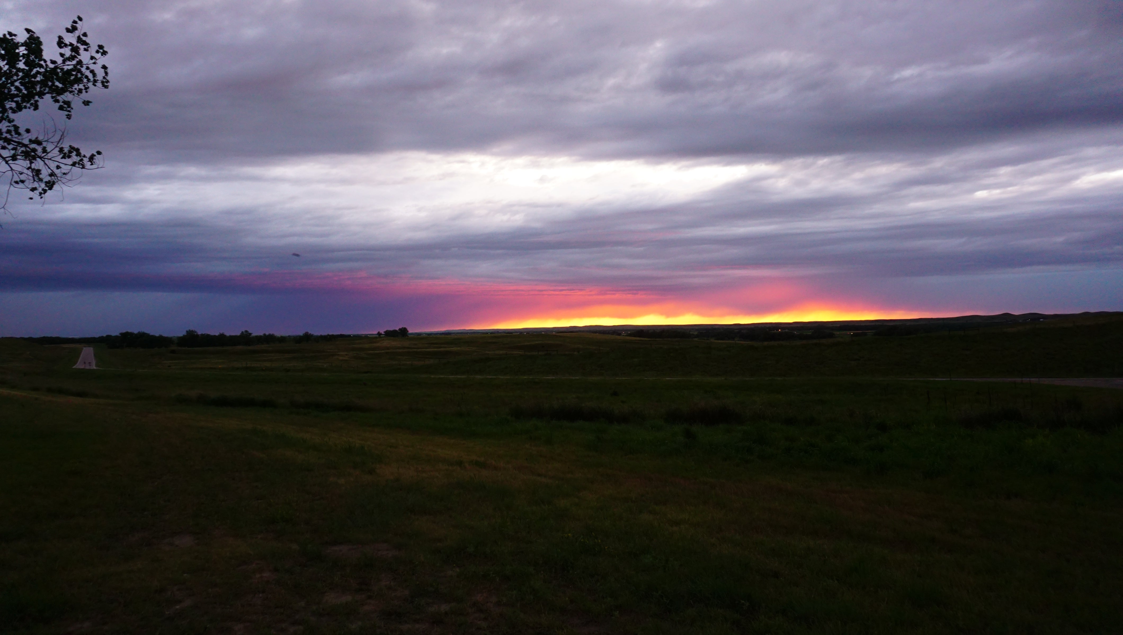 Sunset after a thunderstorm over the fields of Nebraska