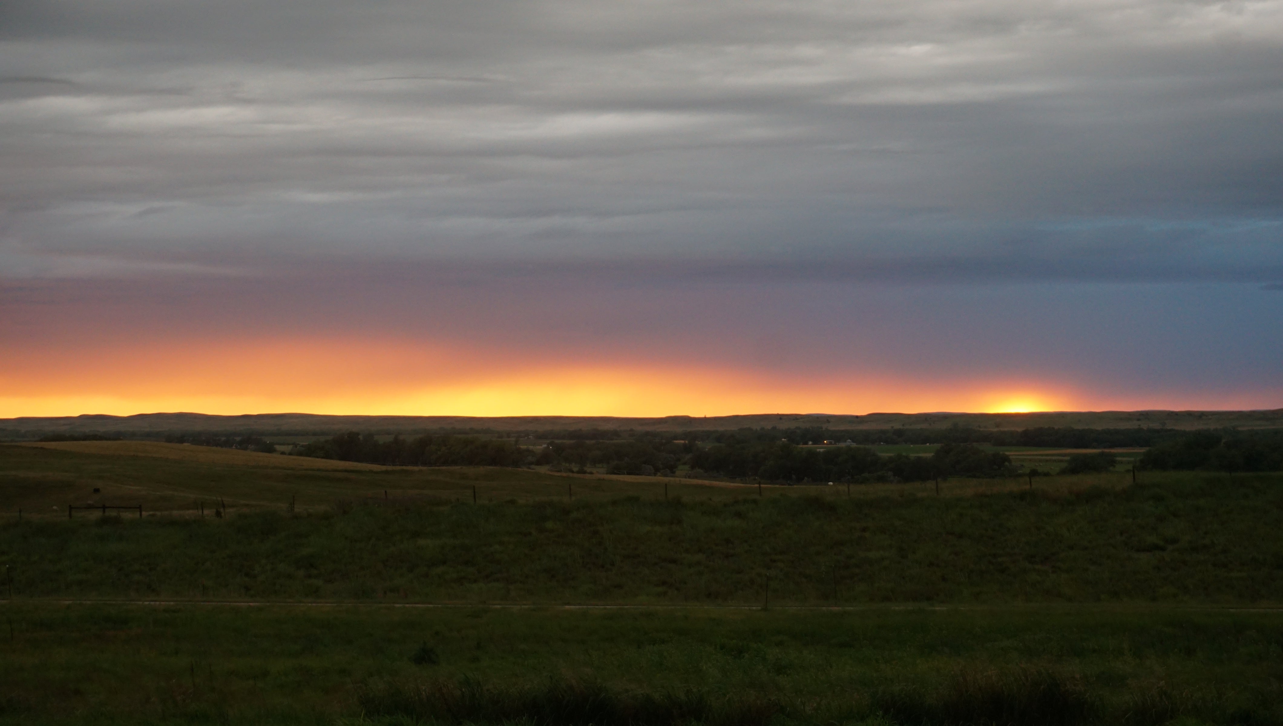 Sunset after a thunderstorm over the fields of Nebraska