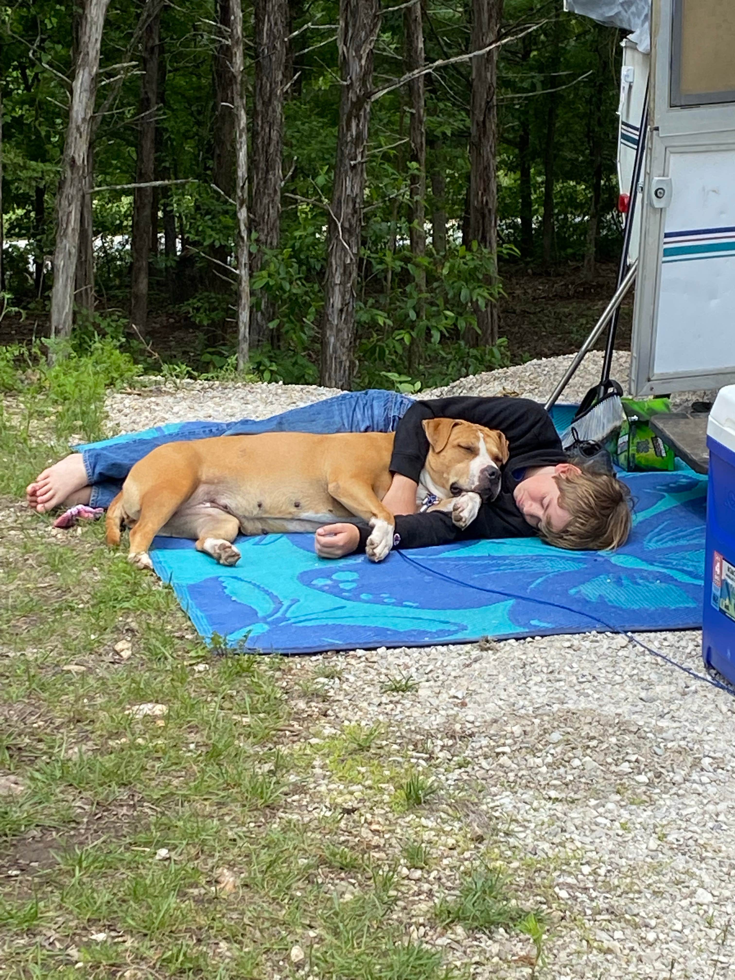 Jo E.'s photo of camping with pets at Area 71 RV Park near Lampe, MO