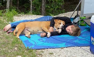 Jo E.'s photo of camping with pets at Area 71 RV Park near Lampe, MO
