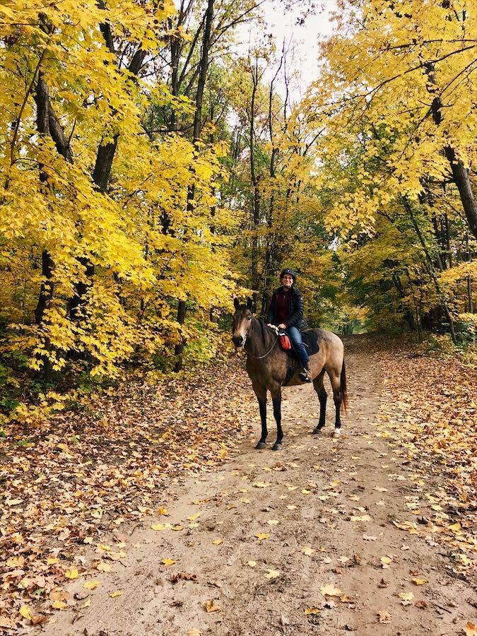 Krista T.'s photo of camping with a horse at Crow Hassan Park Reserve near Lake Elmo, MN