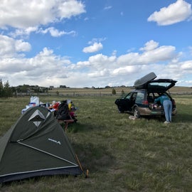 our camp set up on the far side of the field