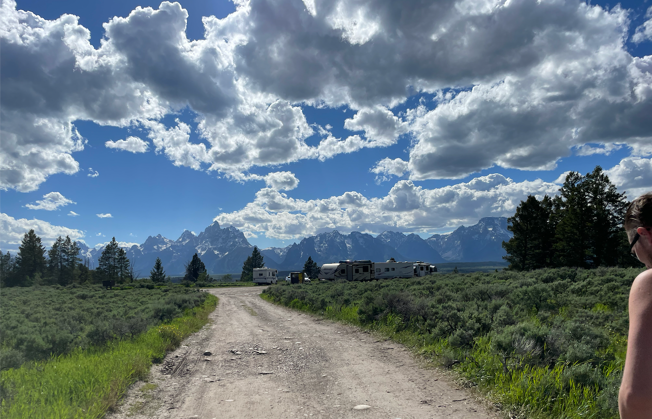 Marie B.'s photo of a dispersed camping area at Upper Teton View Dispersed near Shoshone National Forest