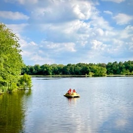Paddle-boating on the lake