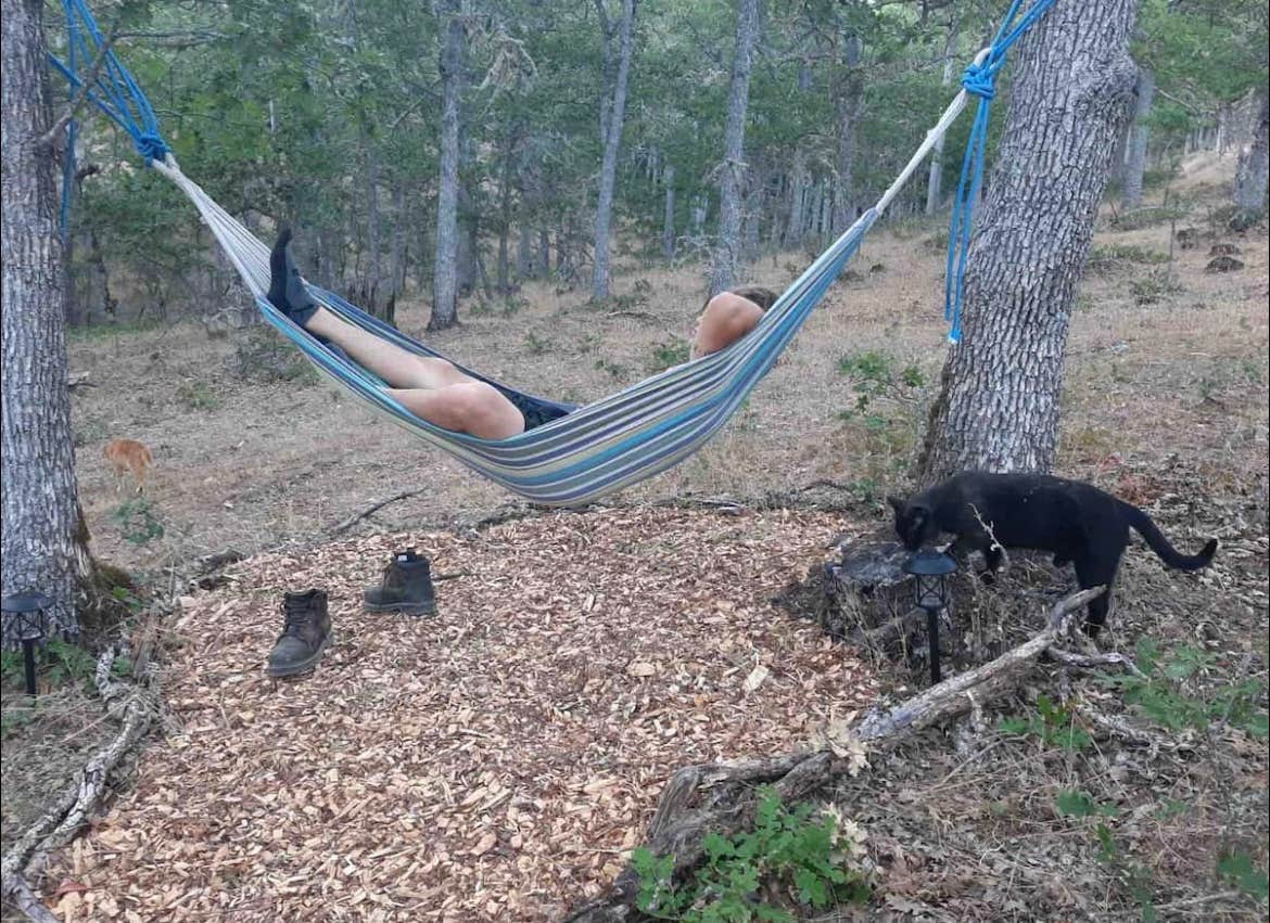 Adam and Eve E.'s photo of camping with pets at WaterOak Campsite at The Garden of Eden near Hood River, OR