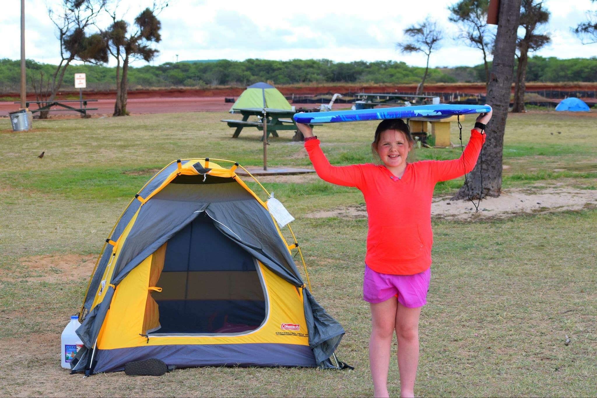 Melissa N.'s photo of tent camping at Salt Pond Beach Park near Kapa‘a, HI