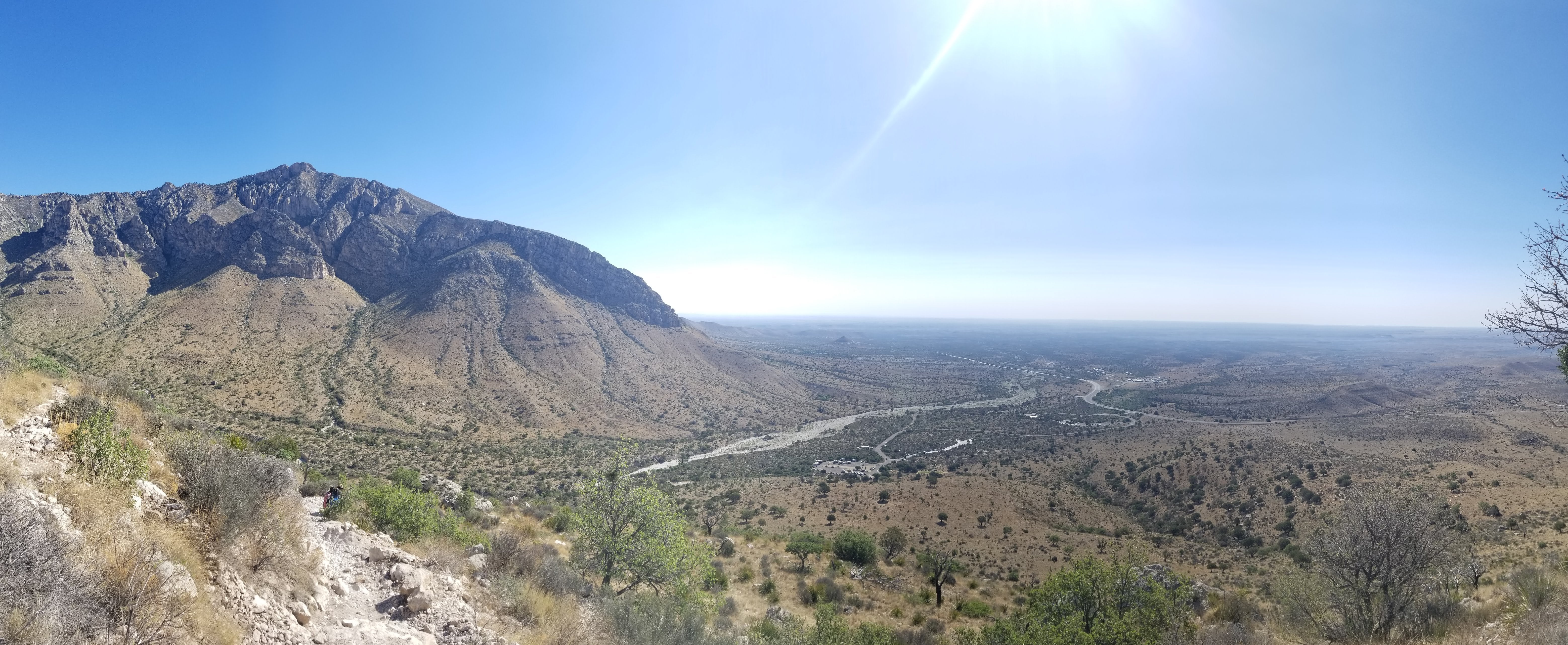 View of campground from 1/4 way up Guadalupe Peak trail