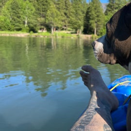 relaxing on the river with my Blue