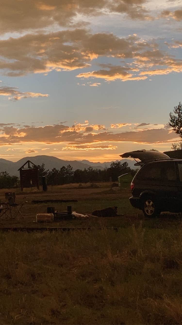 Sunset over the mountain ranges visible from Standley Lake Regional Park