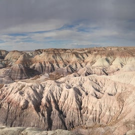 A pano of one of the BLUE MESA area, we were looking for a campsite and this was the one moment we had no wind interference, shortly thereafter the wind was blowing so hard it knocked his hat off