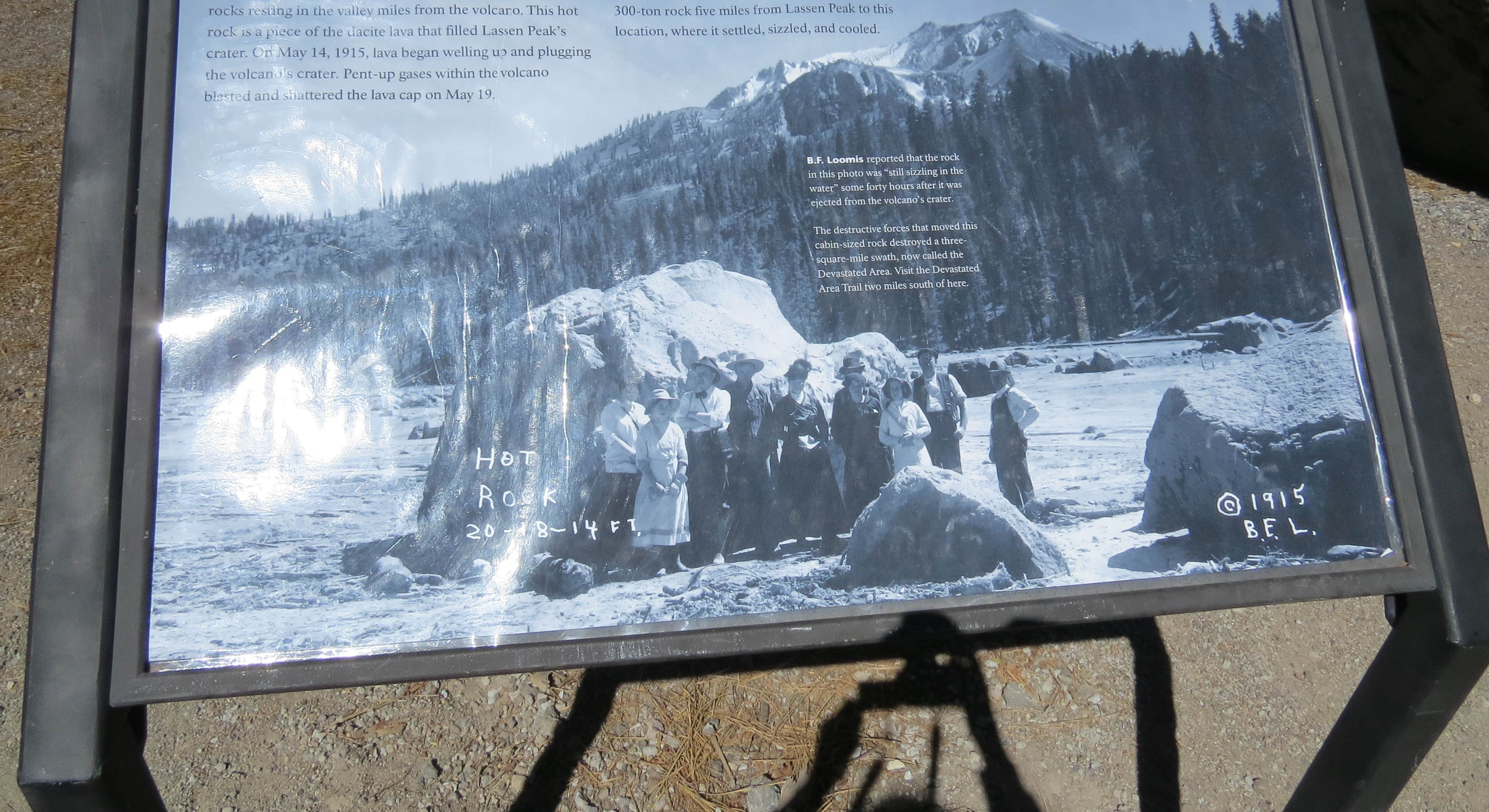 Hot Rocks Sign (1915) at Manzanita Lake Campground in Lassen Volcanic National Park