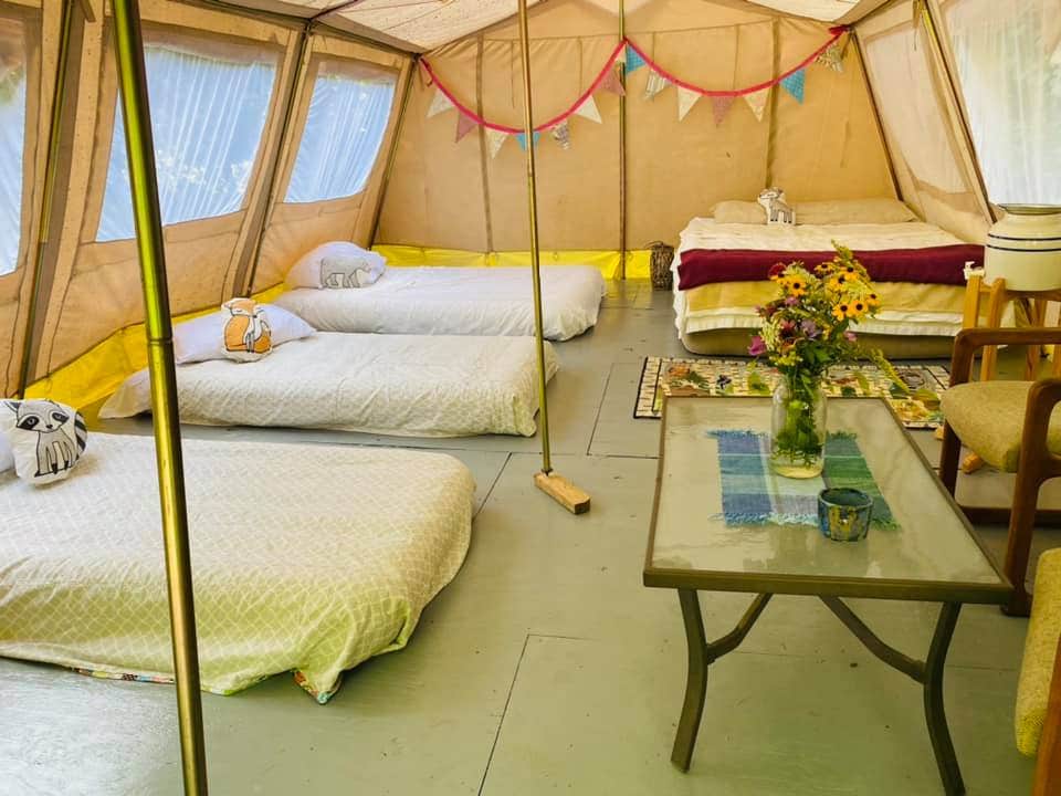 Andrea B.'s photo of glamping accommodations at The Woodland's Edge Glampsite and Hot Tubs near West Simsbury, CT