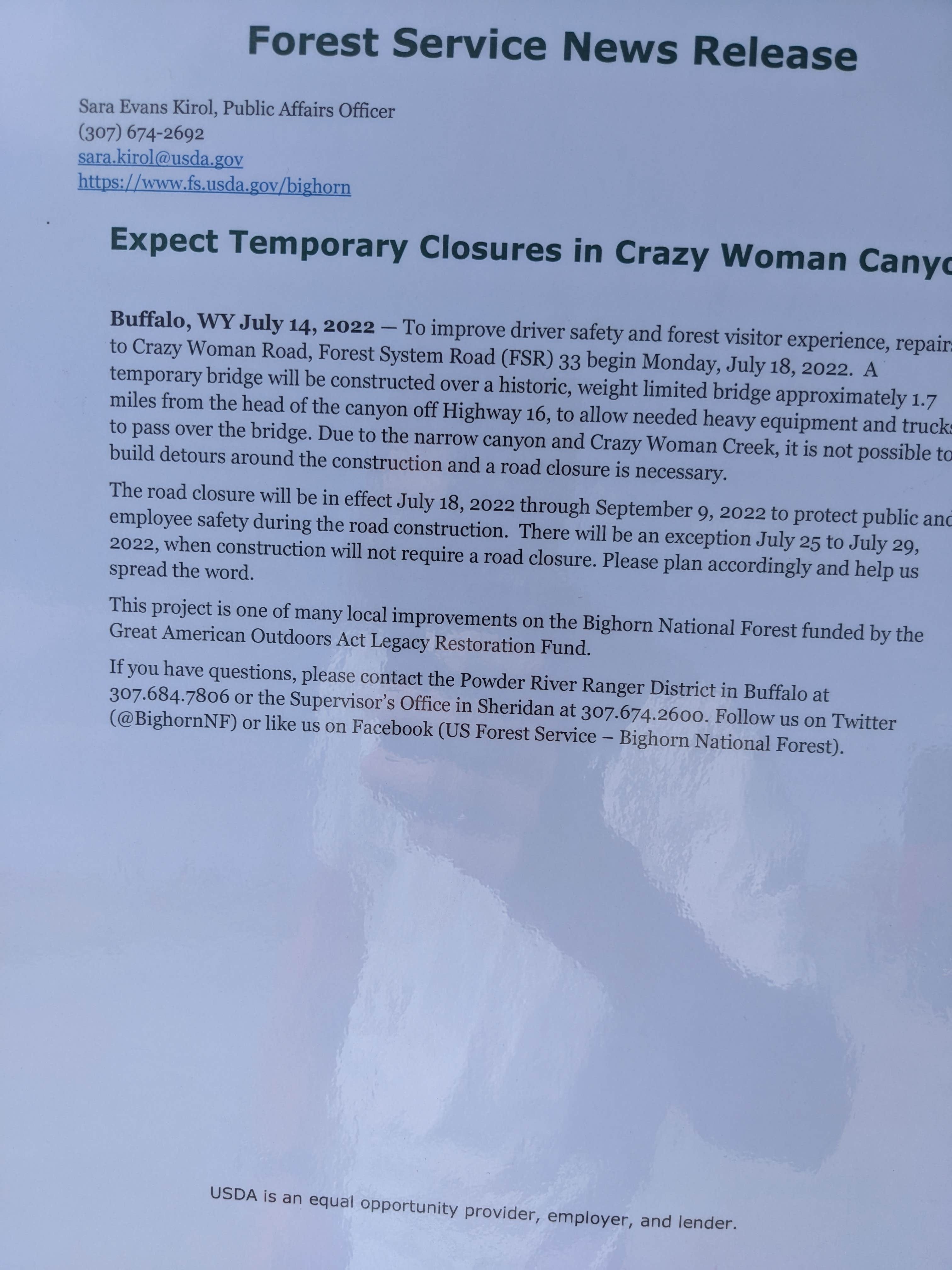 Nate's photo of a dispersed camping area at Crazy Woman Canyon Road - dispersed camping near Bighorn Canyon National Recreation Area