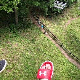 View from chairlift to the tunnel, showing the alternate route via the trail