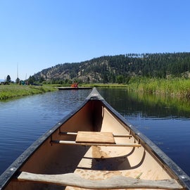 Leaving the campground on one of their canoe.