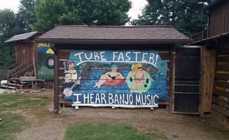 Christy C.'s photo of glamping accommodations at Deep Creek Tube Center & Campground near Croatan National Forest