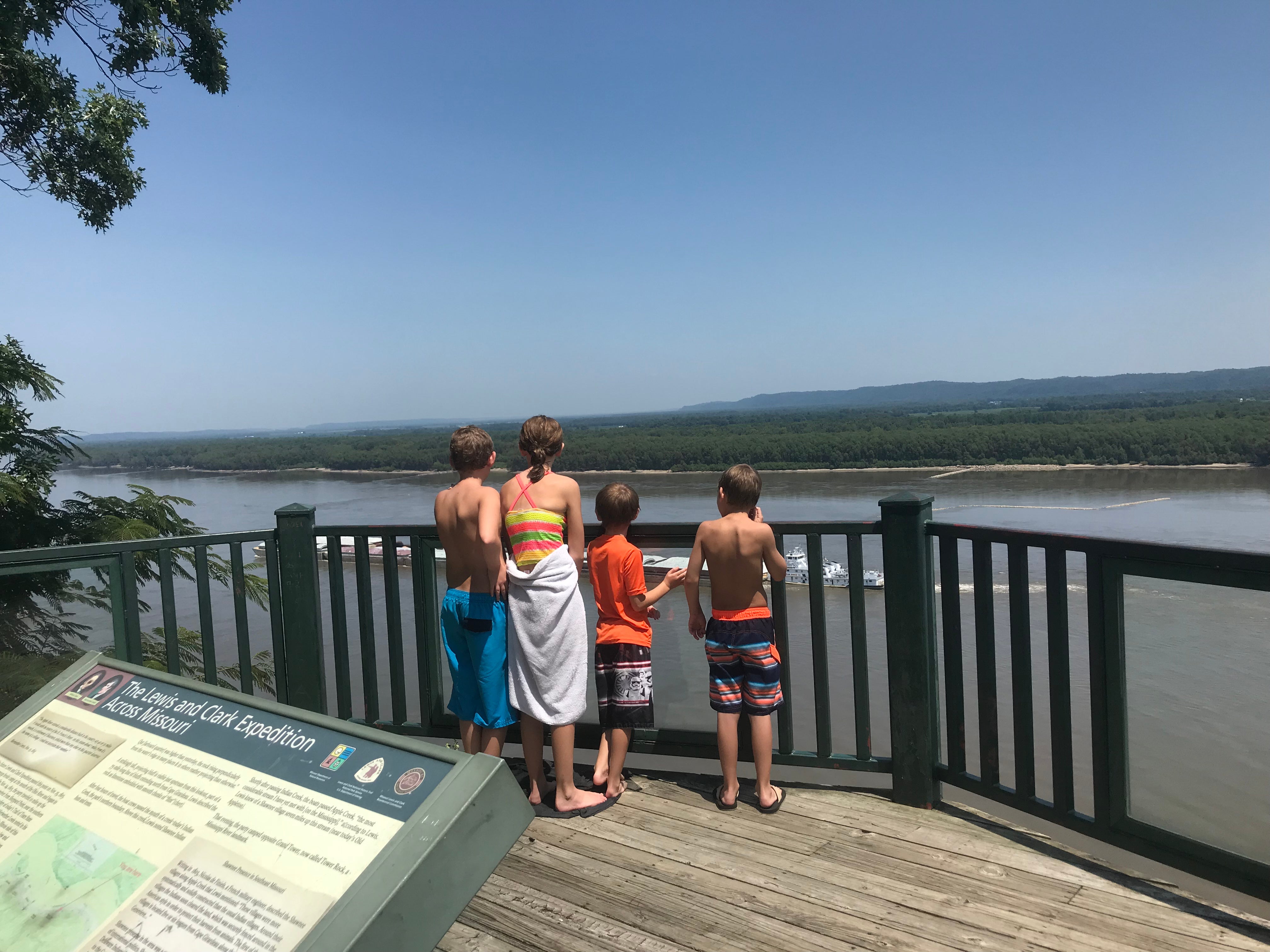 My kiddos taking in the view of the Mighty Mississippi River.