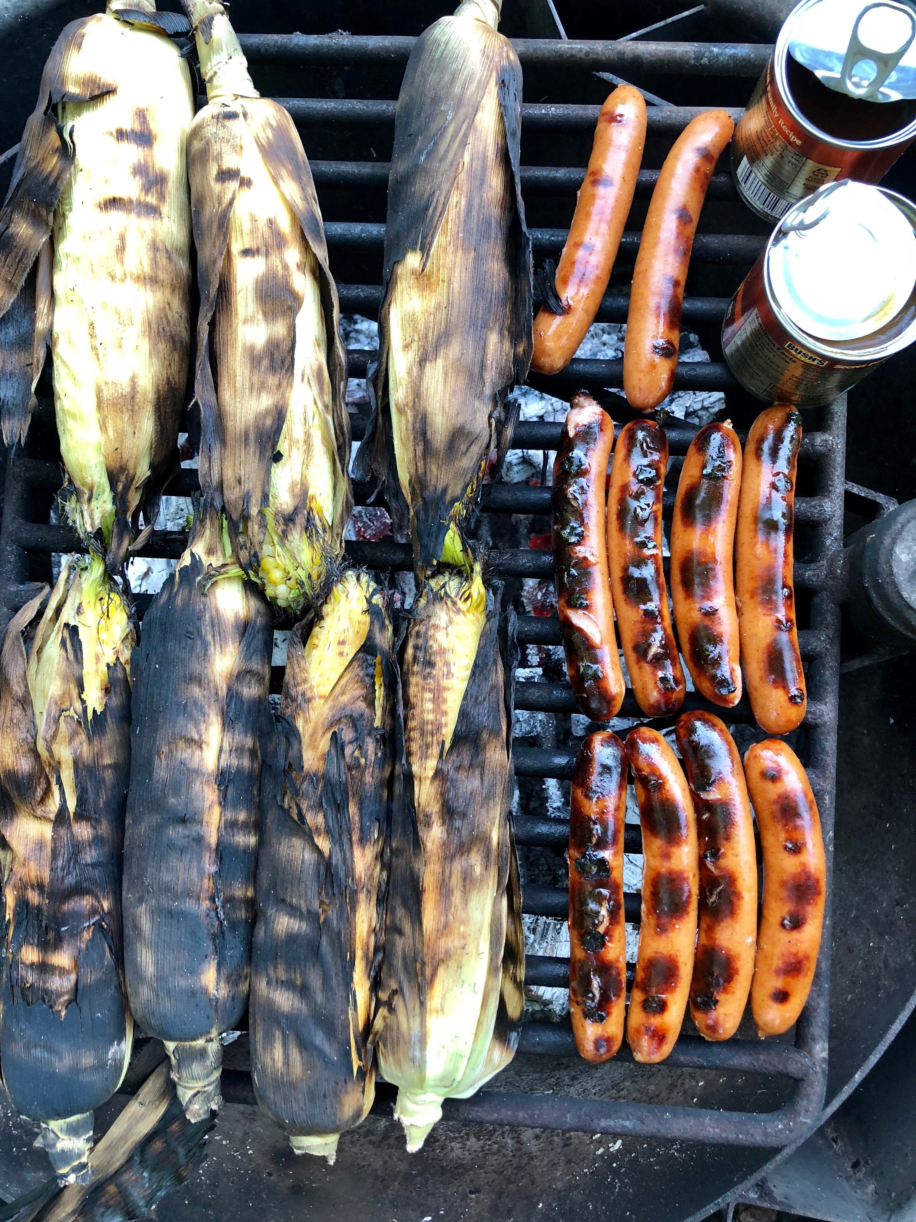 Fire pits had nice grated. Made some really yummy local sweet corn!