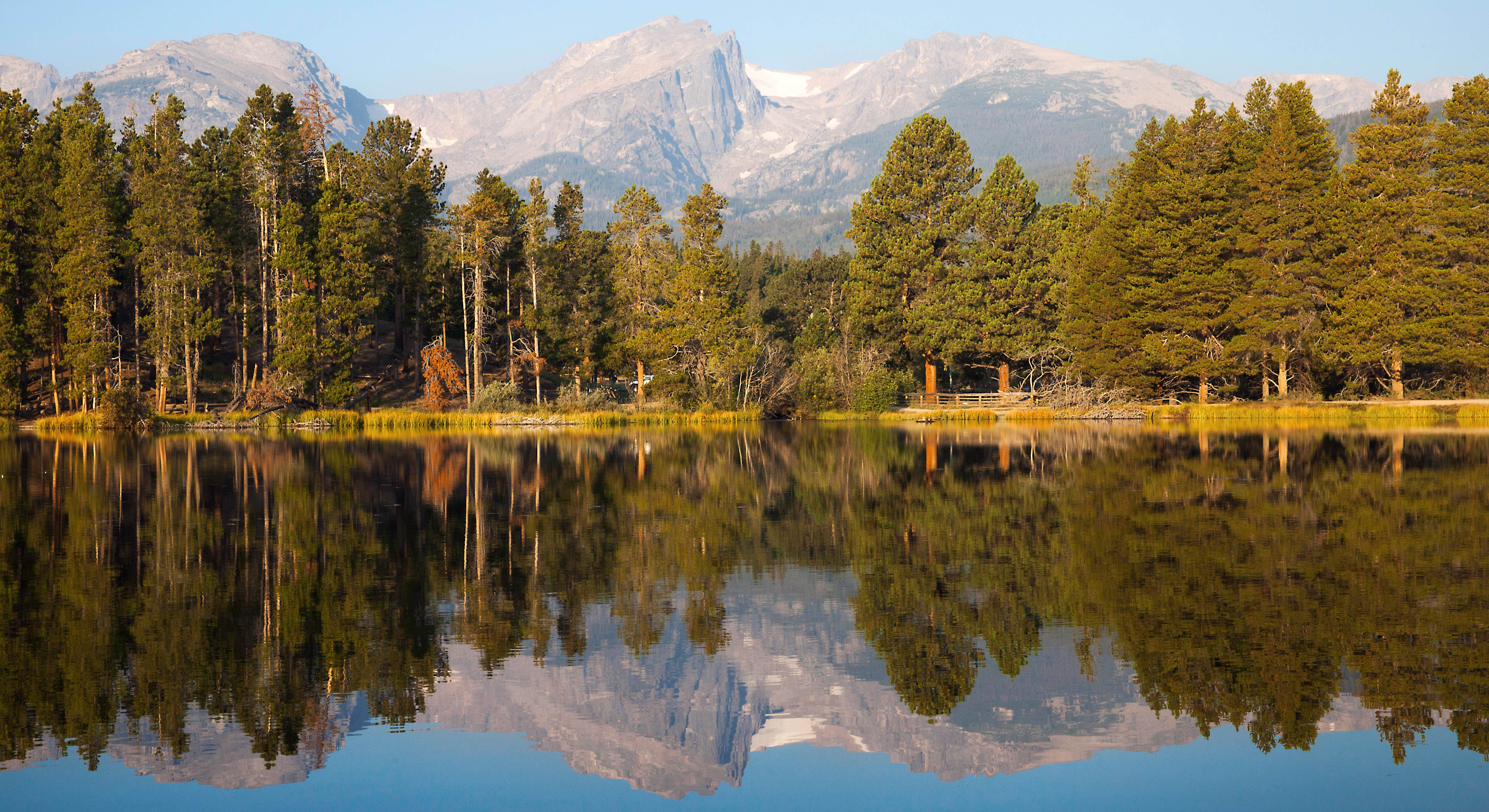 Morning light over Sprague Lake, RMNP, CO near Moraine Park Campground Rocky Mountain National Park
