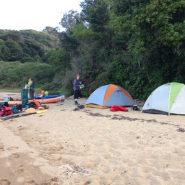 Camp set-up on the higher part of the beach to avoid the high tide.