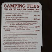Campsite fee chart
