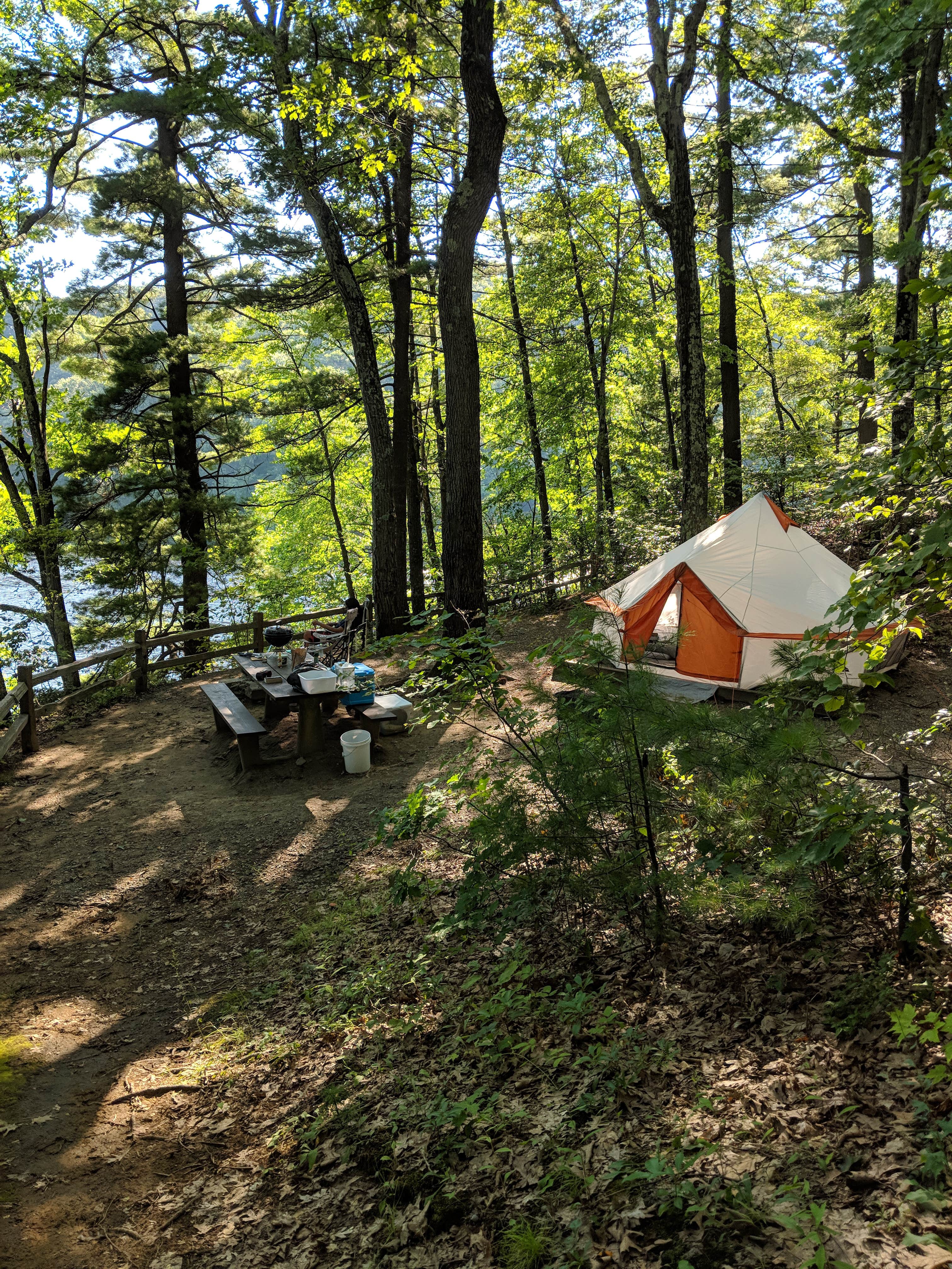 Brie B.'s photo of tent camping at Barton Cove Campground near Whately, MA