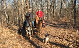 Alicia B.'s photo of camping with a horse at Dr. Edmund A. Babler Memorial State Park Campground near Maryville, IL