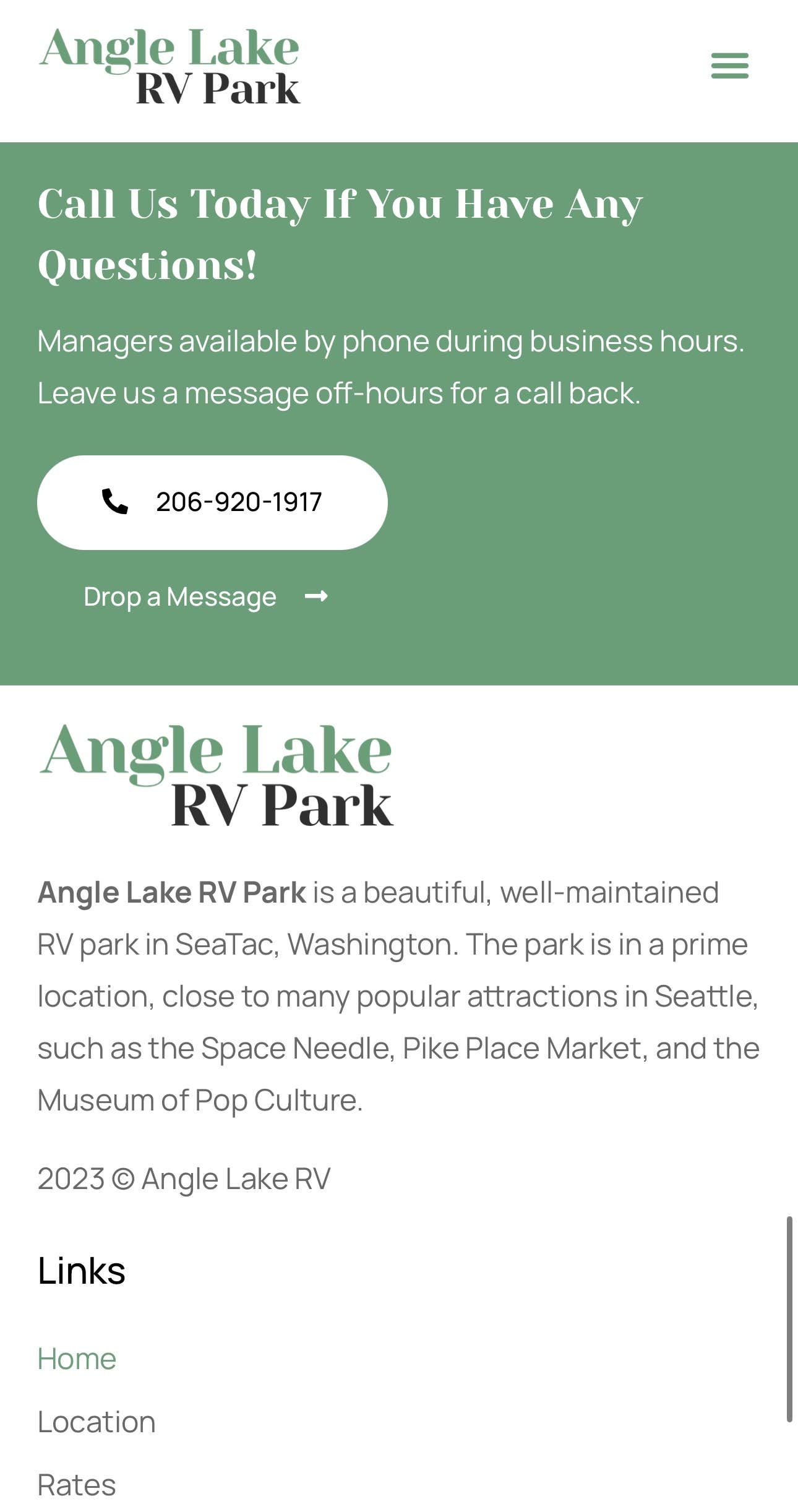 Camper-submitted photo at Angle Lake RV Park near Orting, WA