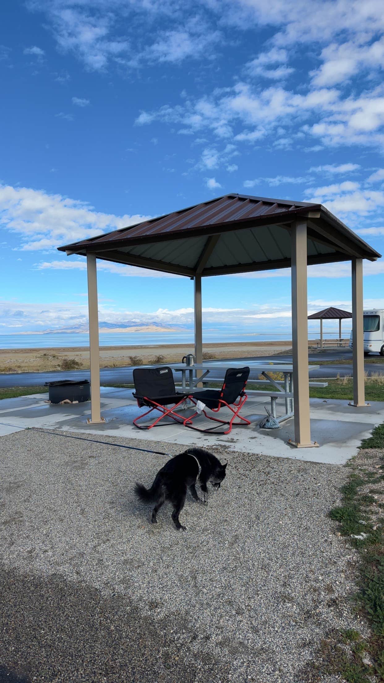Pam & Steve S.'s photo of camping with pets at Bridger Bay Campground — Antelope Island State Park near Layton, UT