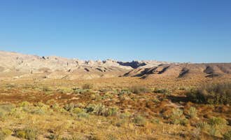 Camping near Athena Slabs at Green River: Black Dragon Pictograph Panel Dispersed, Green River, Utah