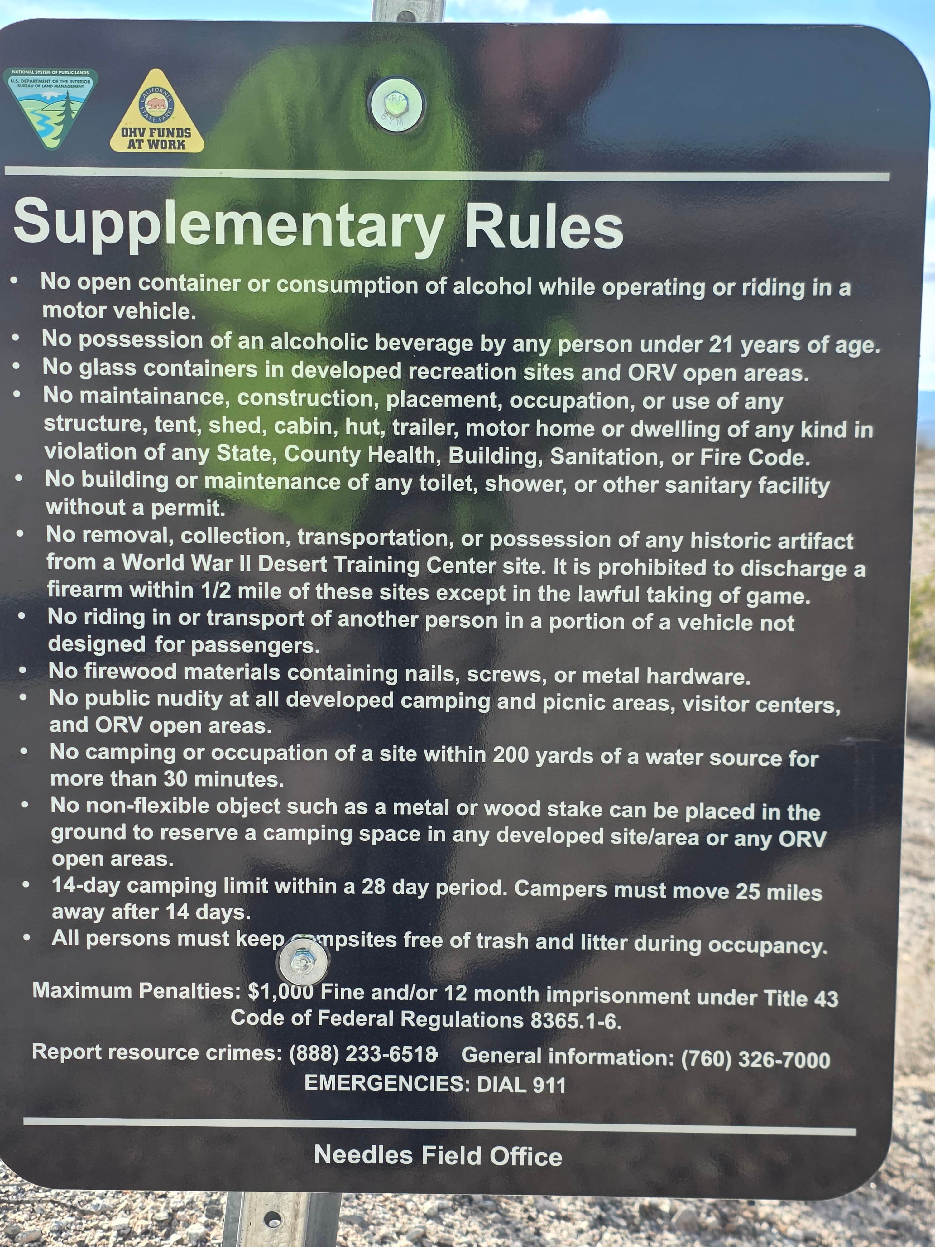 Camper submitted image from California Desert Conservation Area - 2