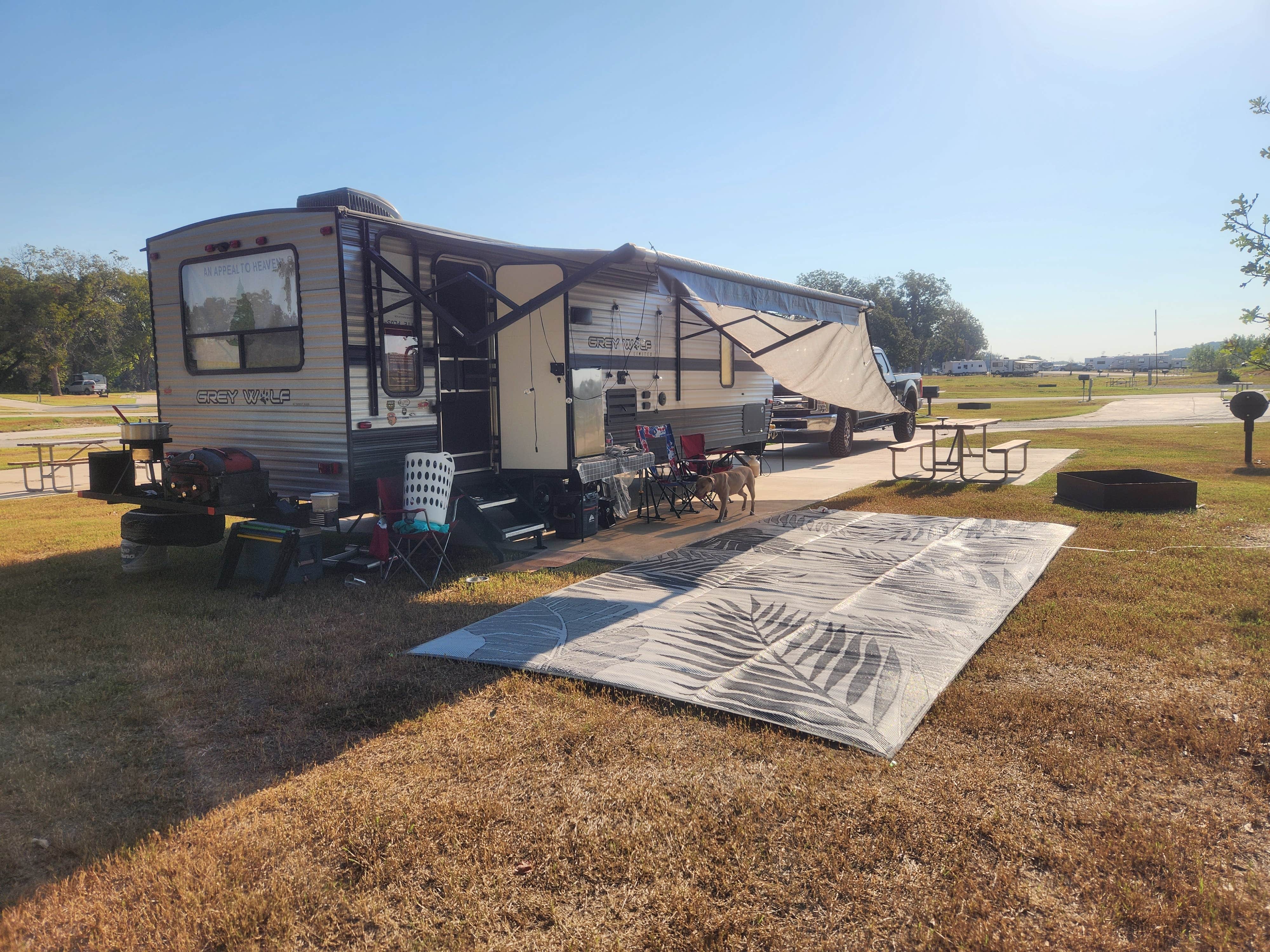 Bobbie S.'s photo of camping with pets at Camp Fimfo Waco near Navarro Mills Lake