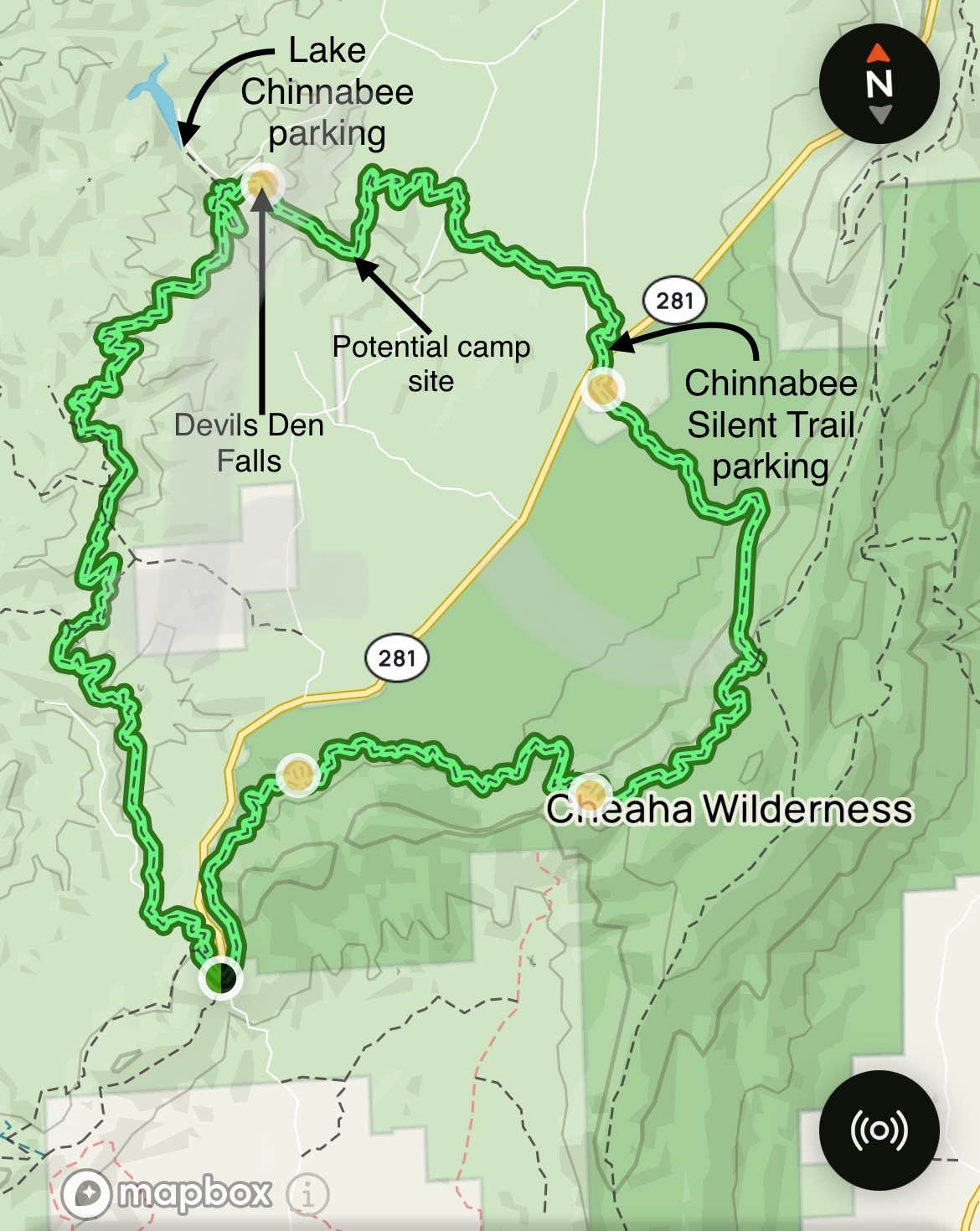 Camper-submitted photo at Chinnabee Silent Trail Backcountry Site 9 near Oneonta, AL