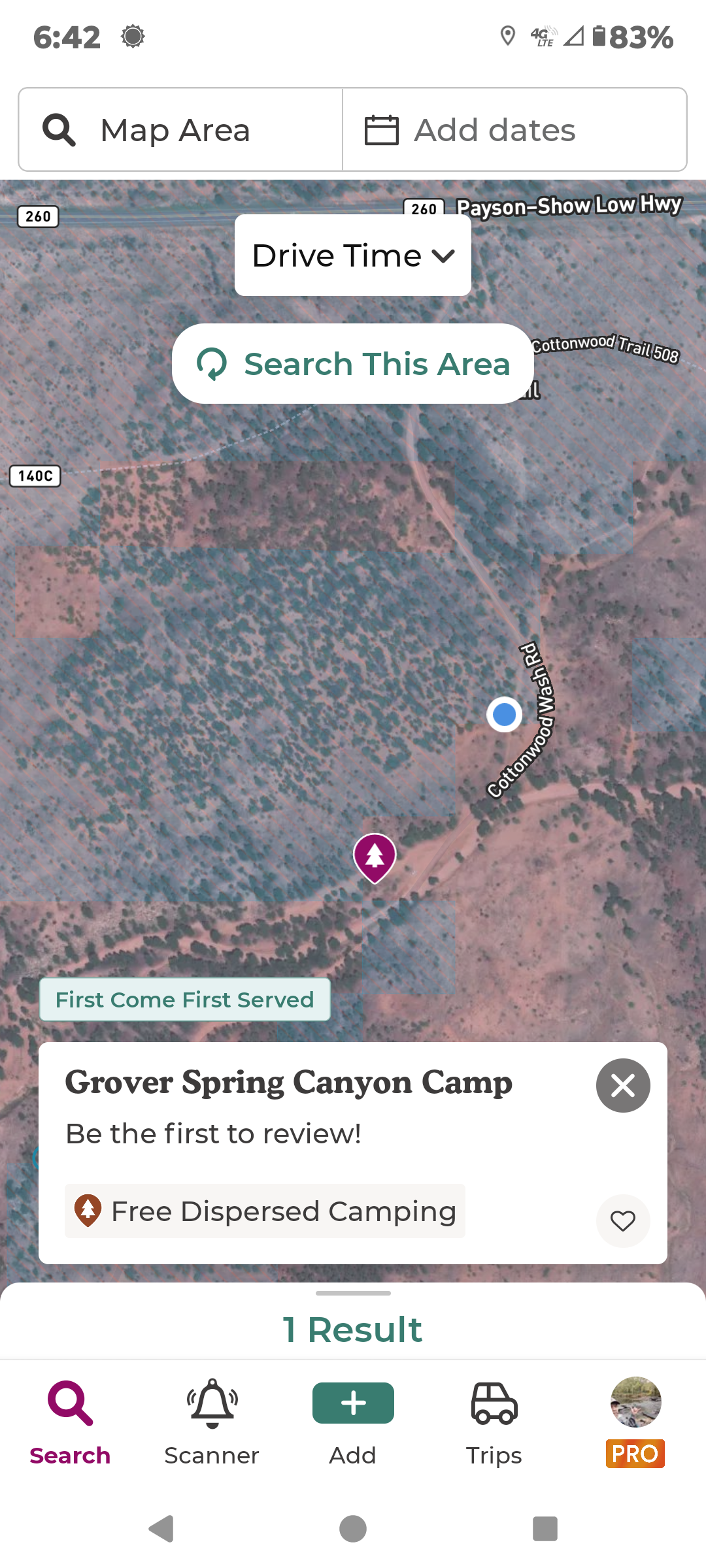 Camper-submitted photo at Grover Spring Canyon Camp near Woodruff, AZ