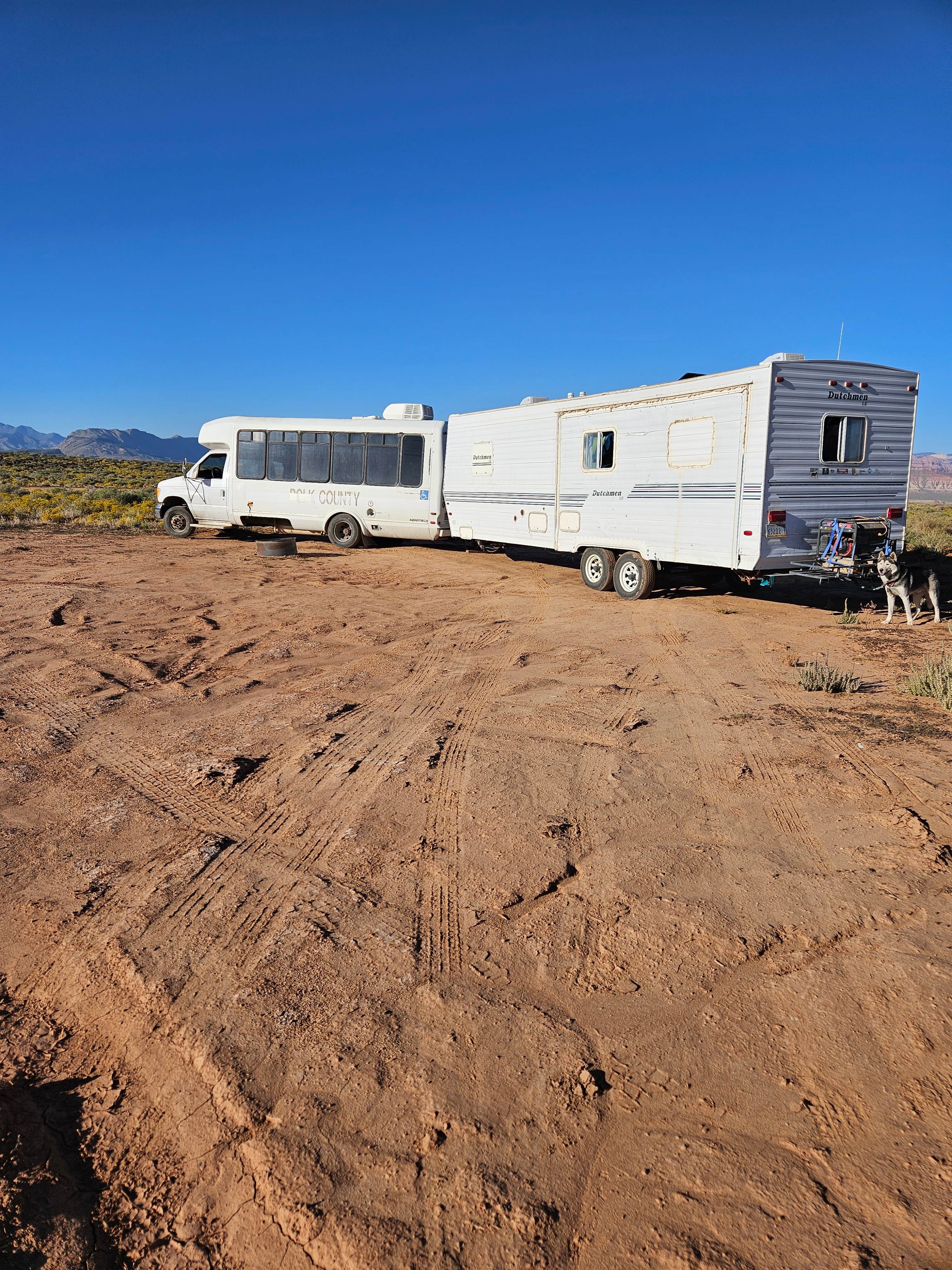 Starla R.'s photo of camping with pets at Hurricane Cliffs BLM dispersed #1-12 spur near Hurricane, UT