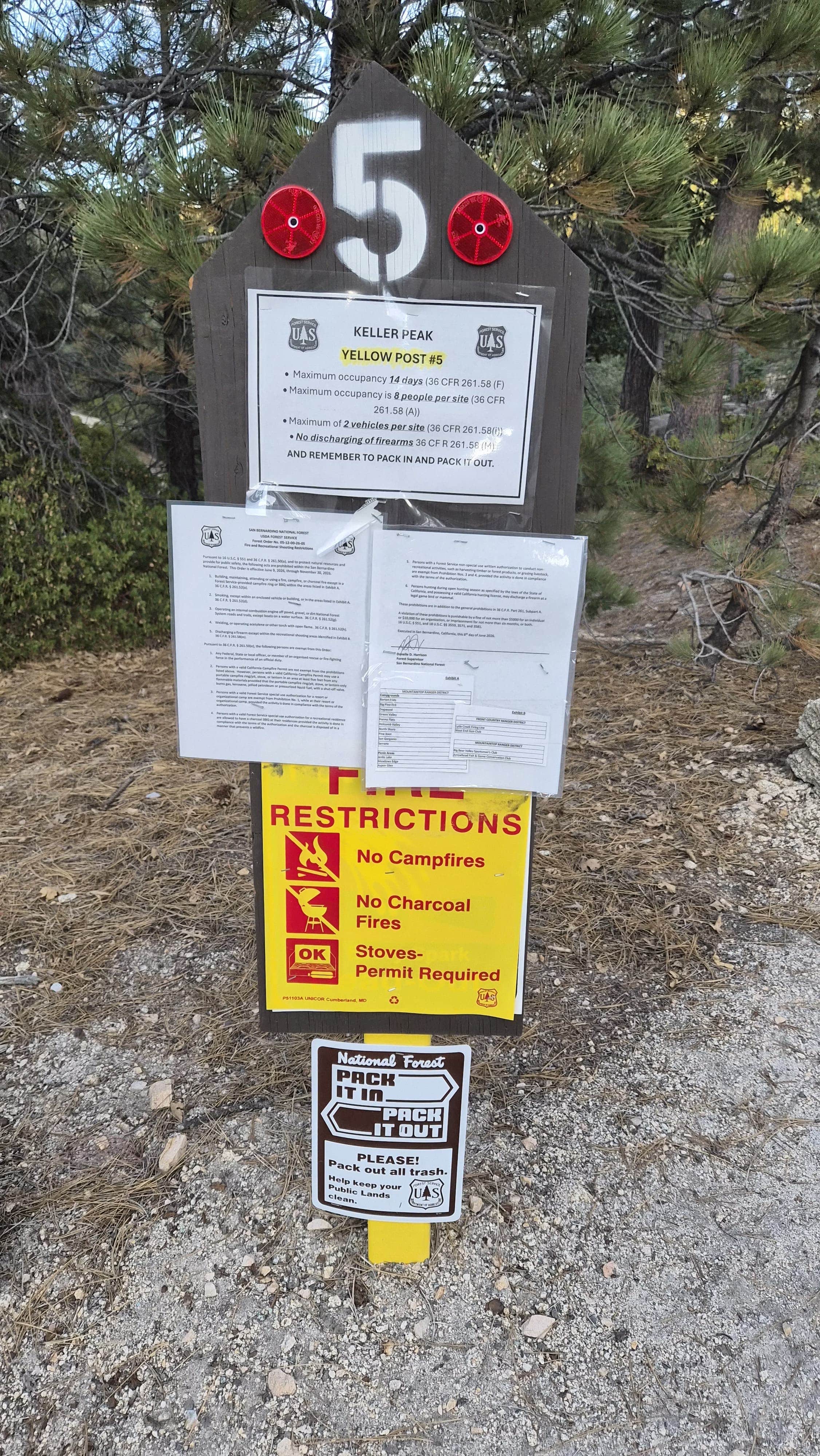 Camper-submitted photo at Keller Peak Rd Yellow post #5 near Running Springs, CA