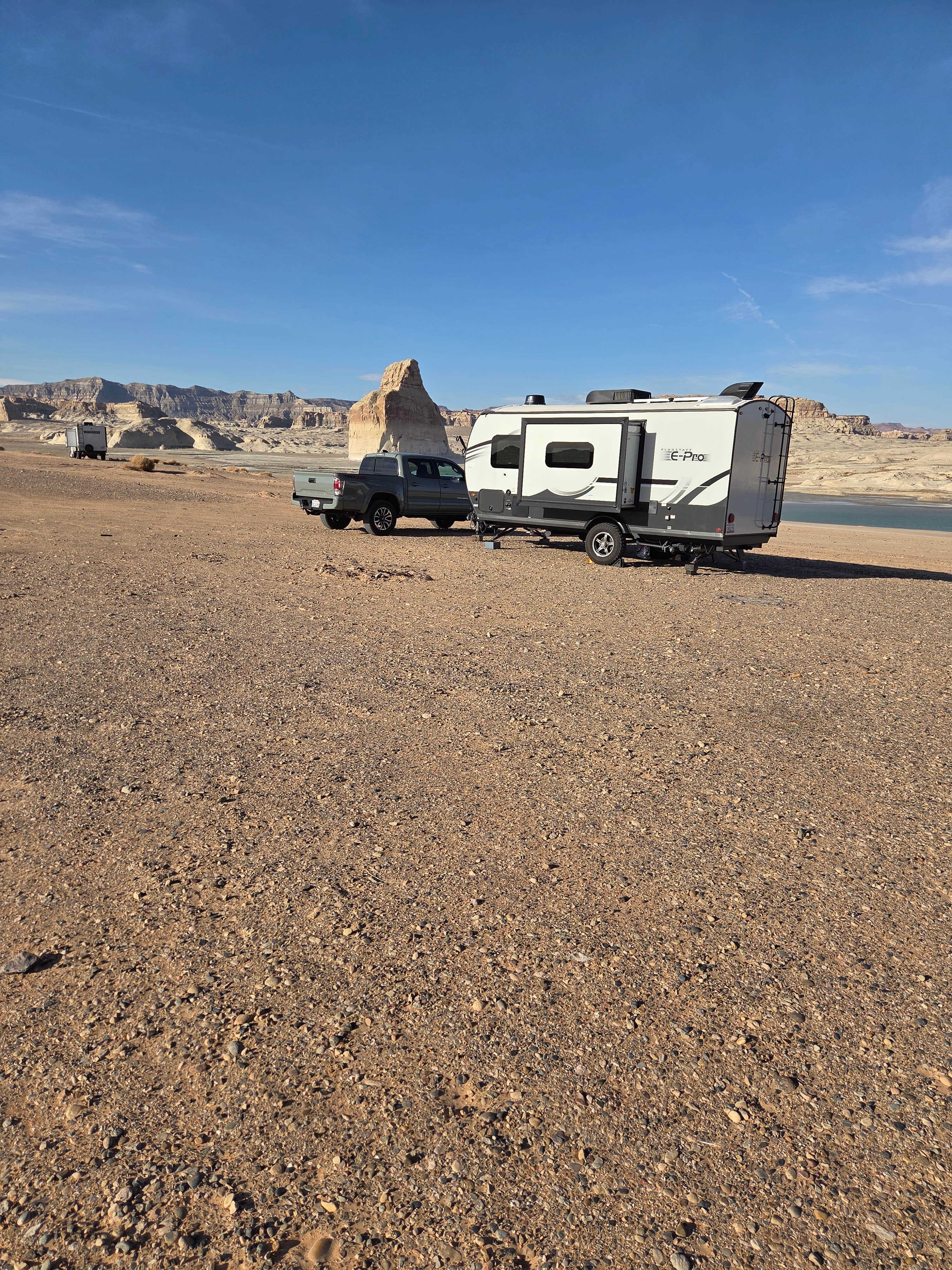 Upscuz's photo of rv camping at Lone Rock Beach Primitive Camping Area — Glen Canyon National Recreation Area near Lake Powell, UT