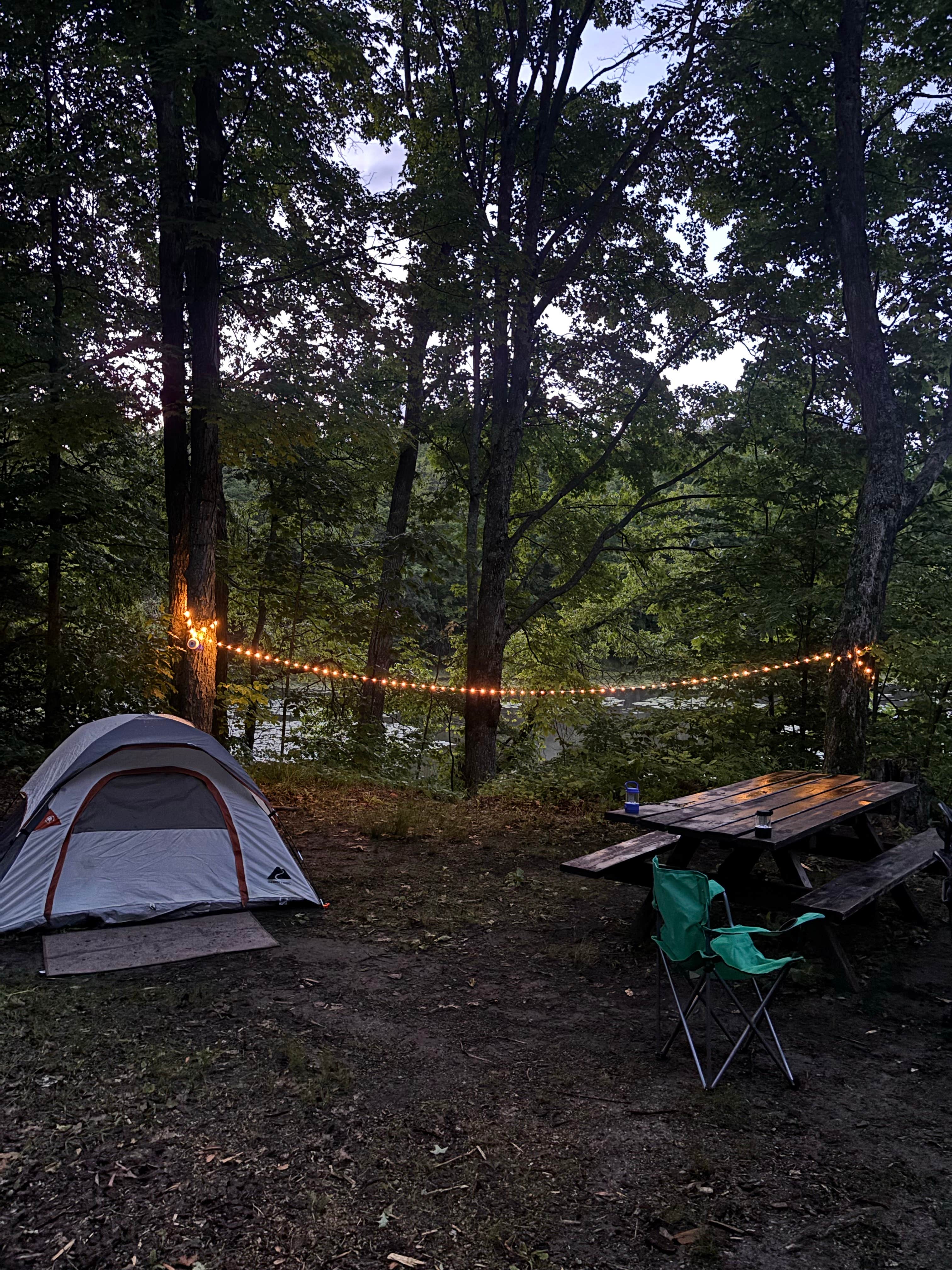 Camping near Oconto River off Mountain Lake Road: Long Lake Dispersed, Lakewood, Wisconsin