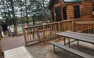 Lydia T.'s photo of glamping accommodations at Clear Lake State Park Campground near Cheboygan, MI