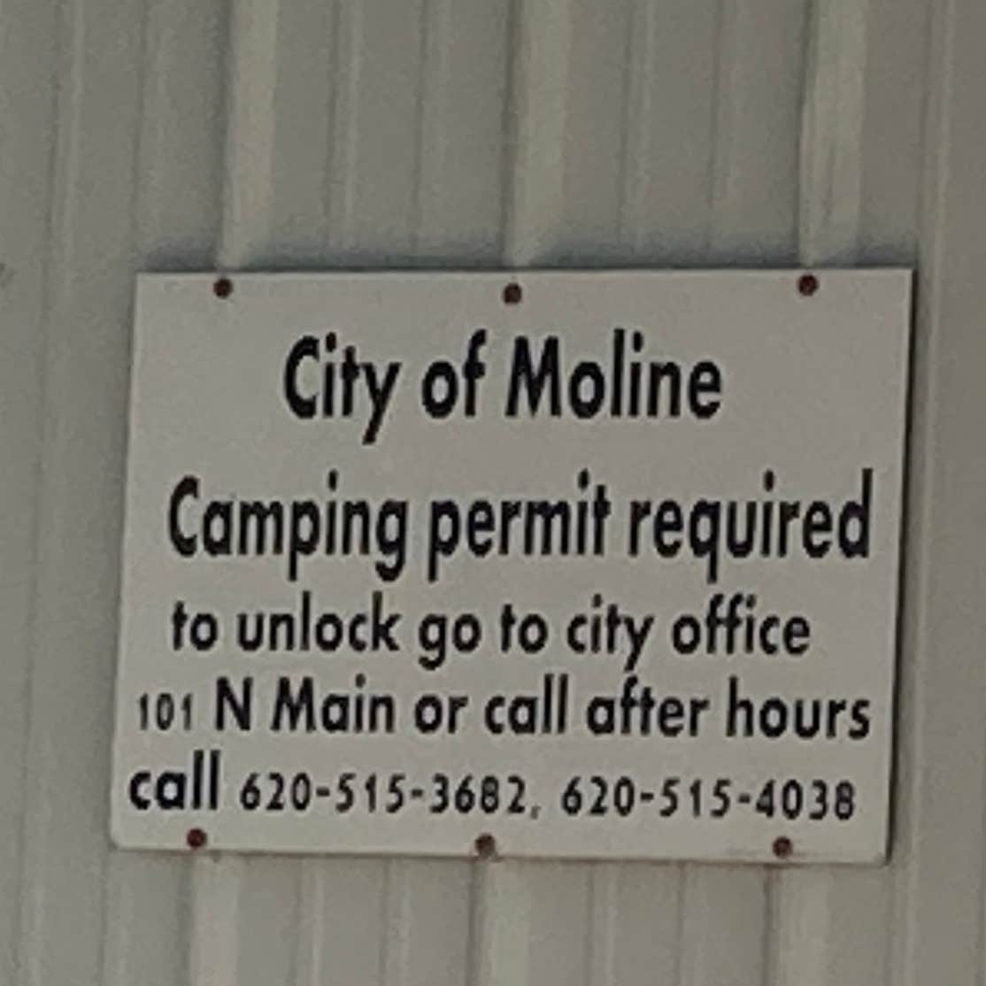 Moline City Park Camping Elk City, KS