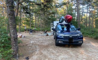 Amie C.'s photo of camping with pets at Charge Pond Campground — Myles Standish State Forest near Kingston, MA