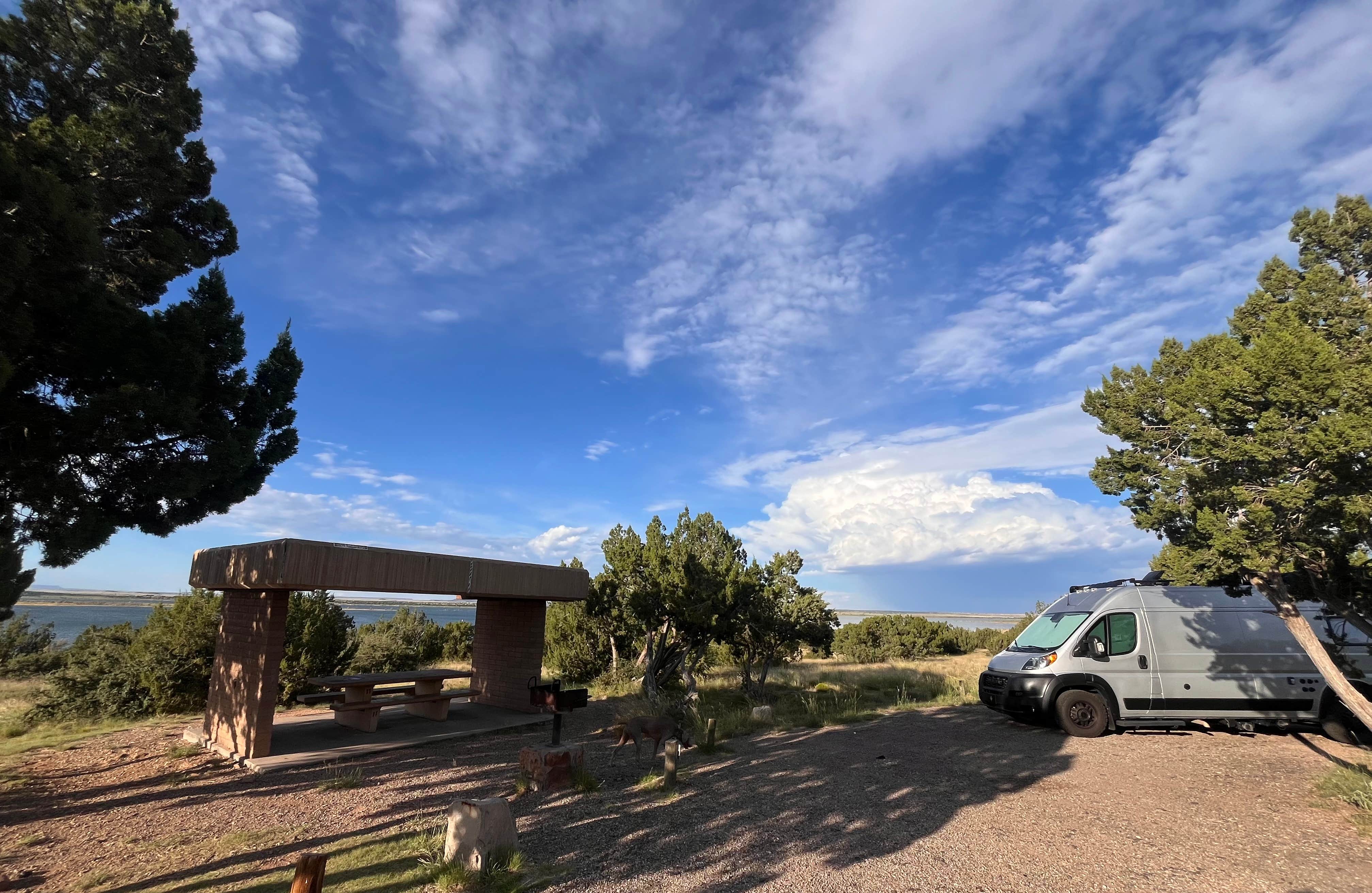 Julie F.'s photo of camping with pets at Juniper Campground — Santa Rosa Lake State Park near Santa Rosa, NM