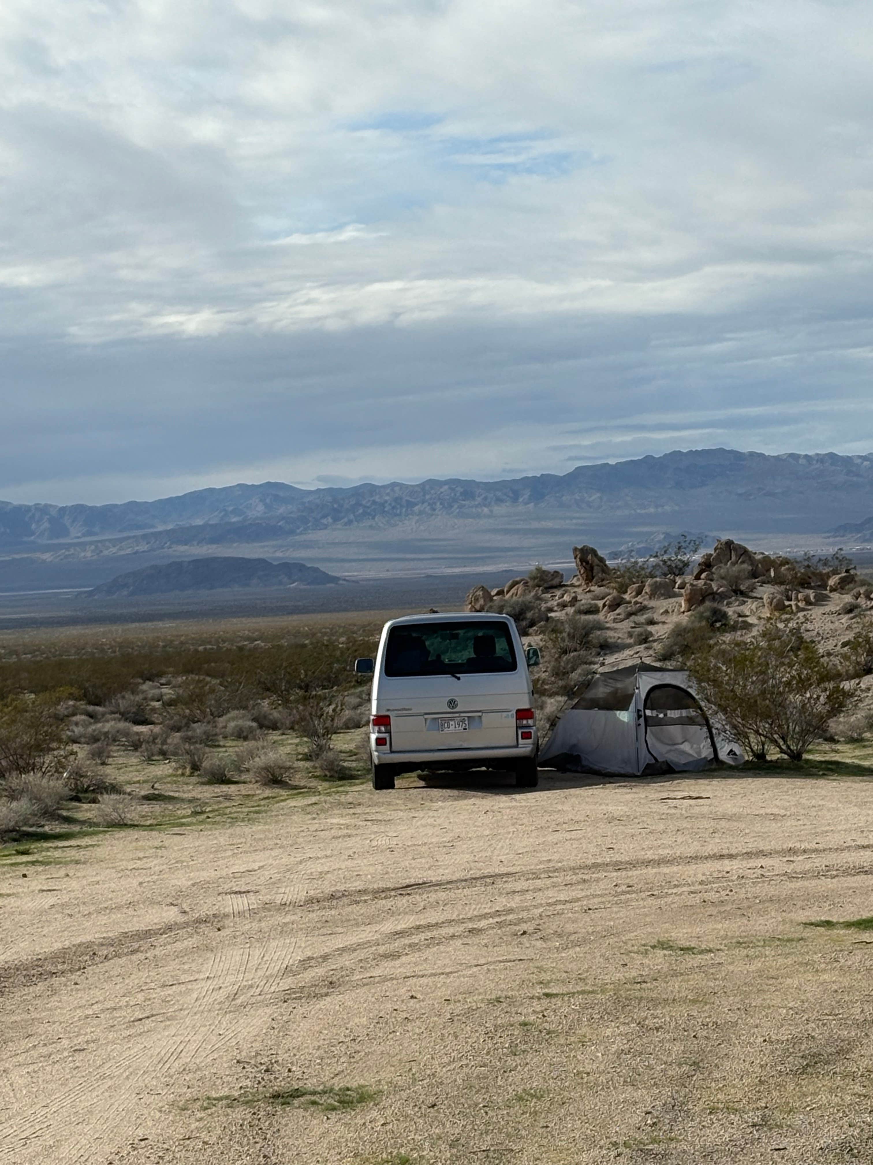 Simon J.'s photo of tent camping at North Lava Tube Camp near Nipton, CA