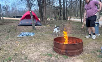 Megan S.'s photo of camping with pets at Pinewood Canoe & Camp LLC near Eva, TN