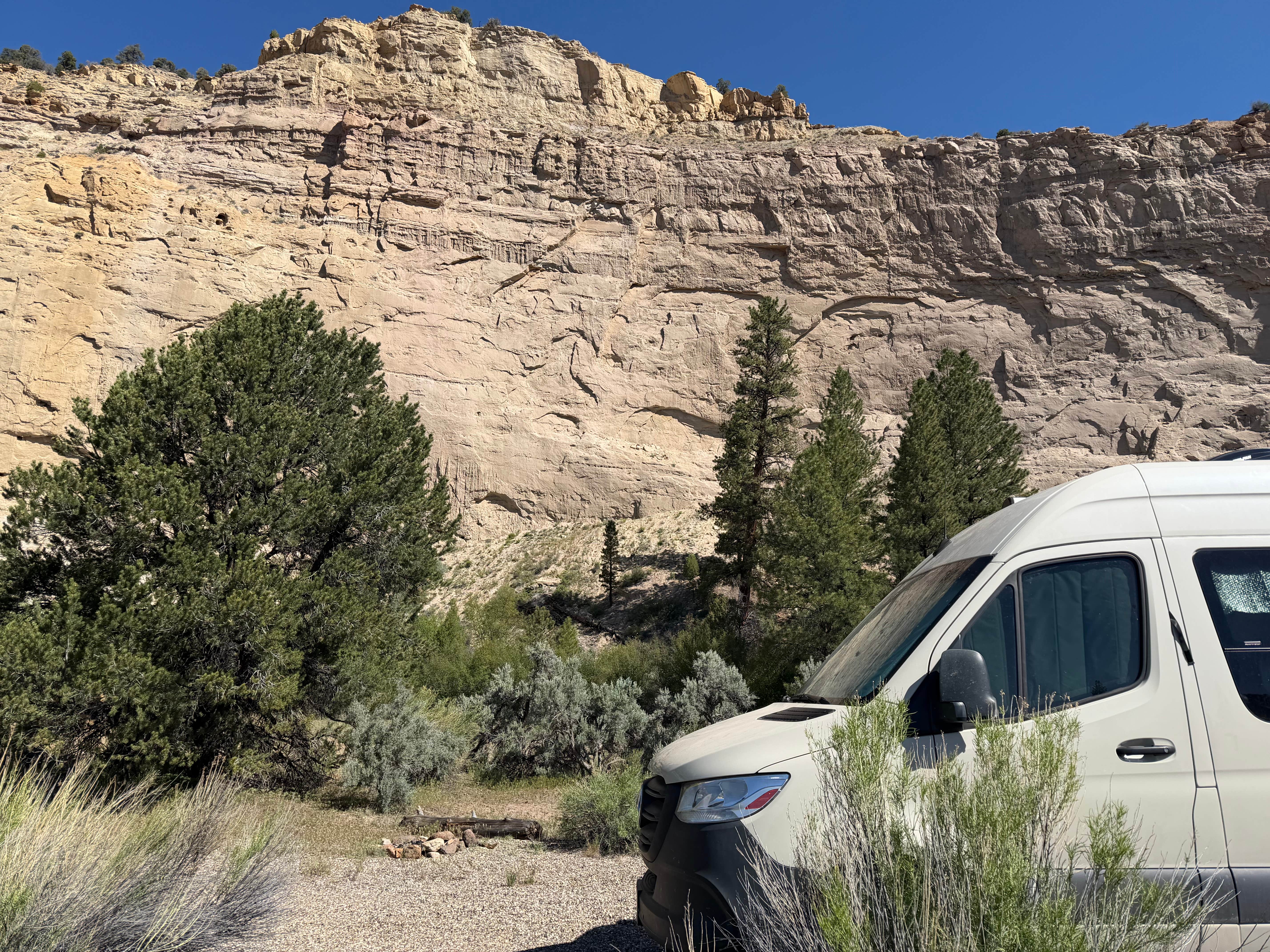 Camping near Grosvenor Arch dispersed: Schurtz Bush Creek, Henrieville, Utah