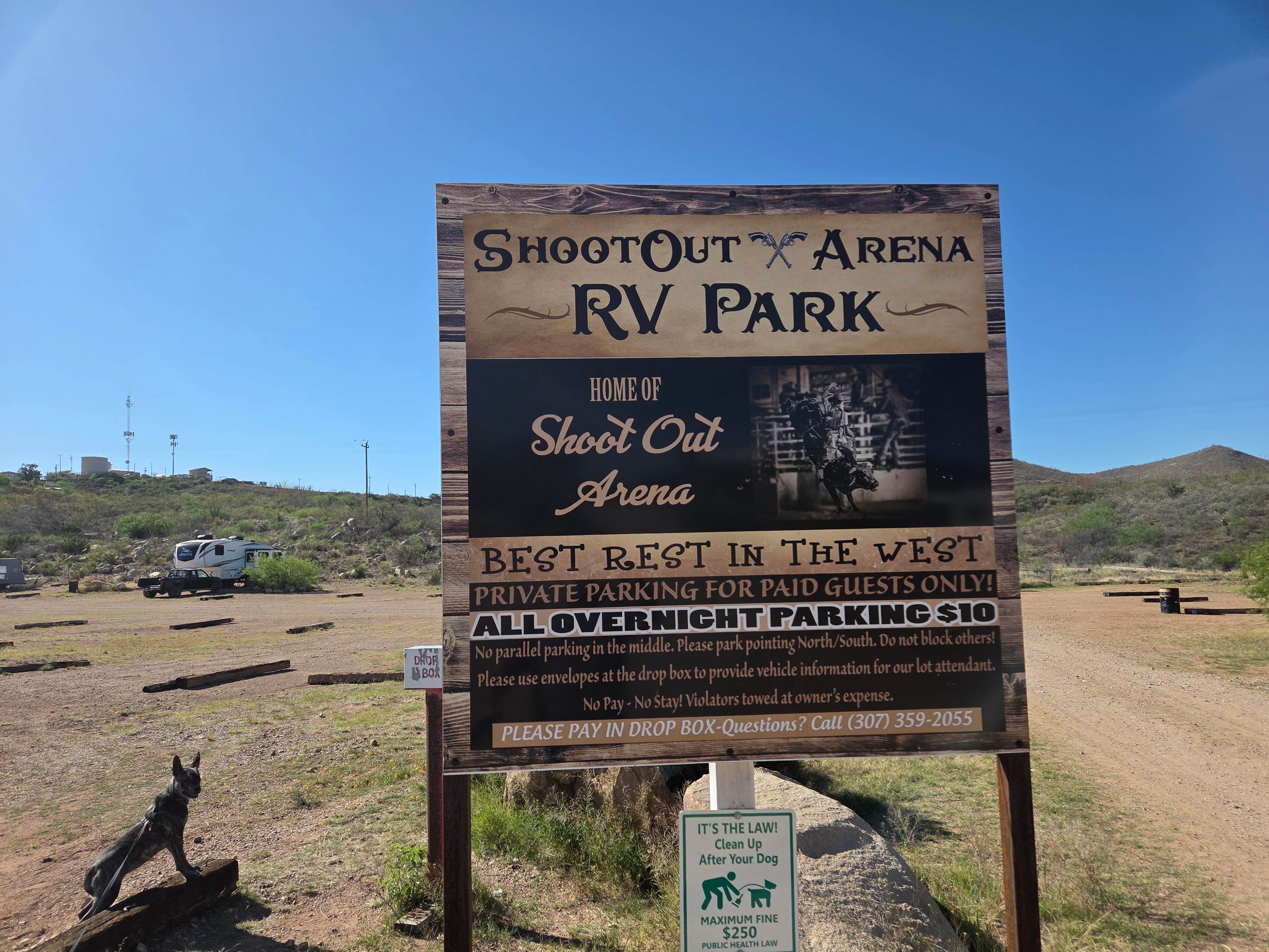 John R.'s photo of camping with pets at Shootout Arena RV Park near Huachuca City, AZ