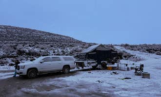 Camping near Lakeside Beach: Spiral Jetty, Howell, Utah