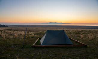 Adam O.'s photo of tent camping at Split Rock Bay Backcountry Campsites — Antelope Island State Park near Alta, UT