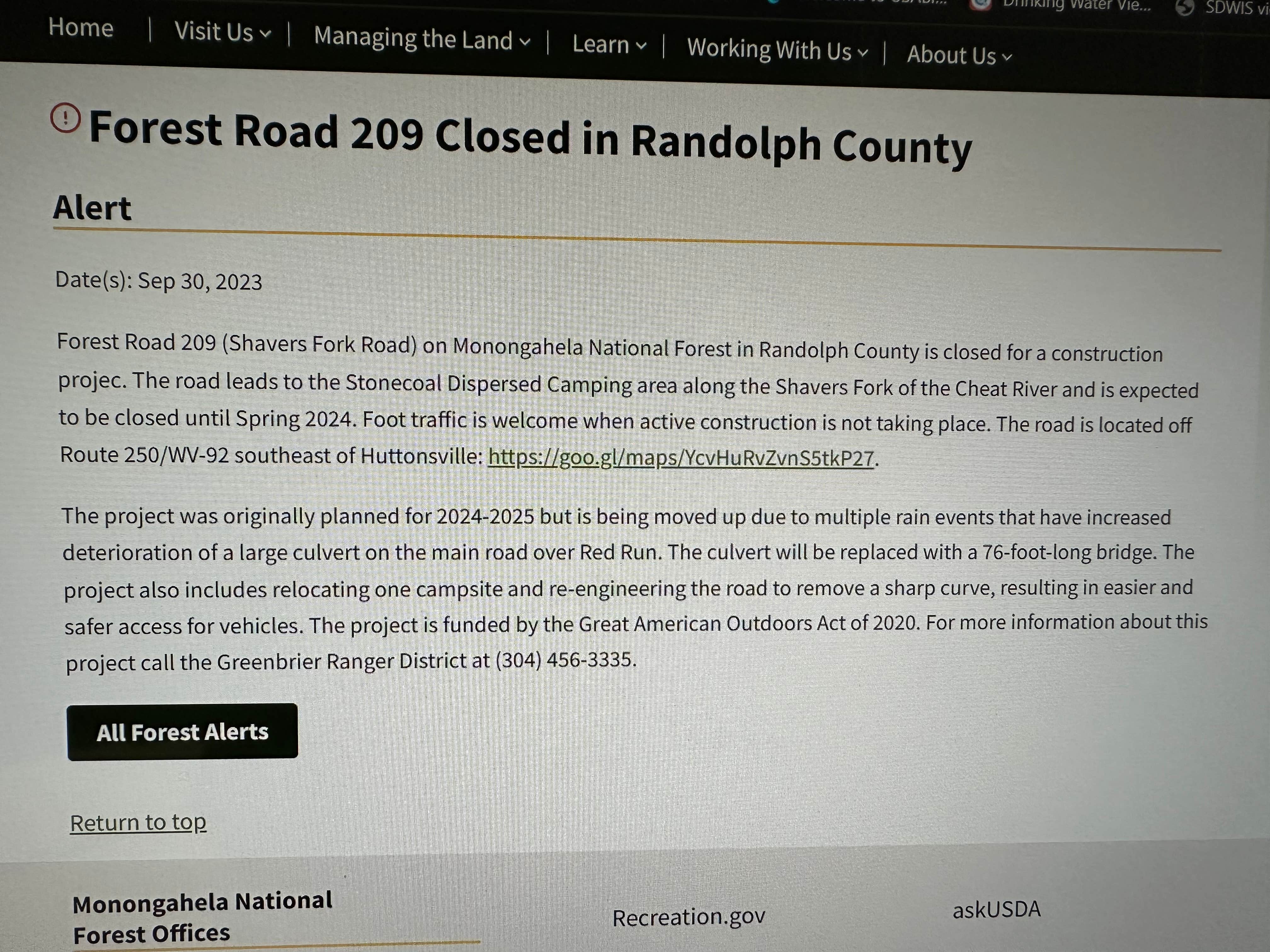 Camper-submitted photo at Stonecoal Dispersed Camping Area near Craigsville, WV